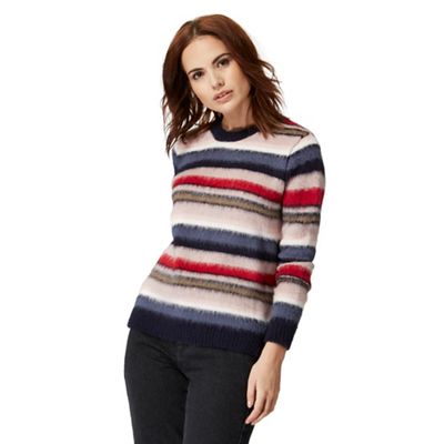 Multi-coloured striped textured jumper